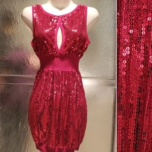 Bebe Red Sequin Mini Dress Tunic Size XS